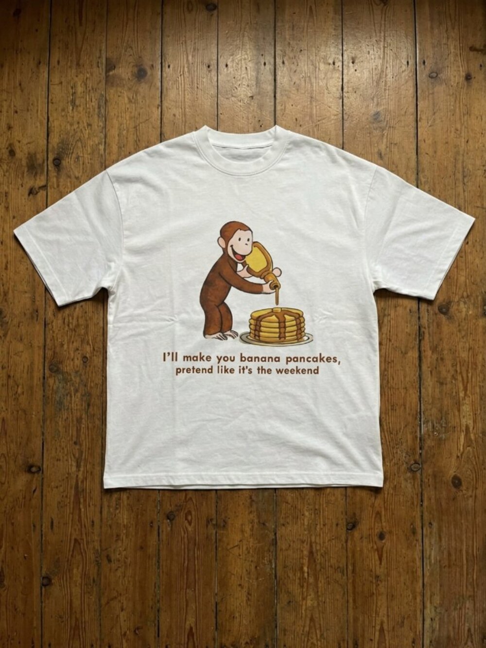 Curious George Peeling a Banana Modern Cartoon T-shirt